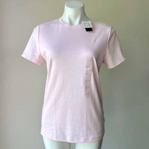 🌼 Liz Claiborne Stretch Cotton Tee in Pink, L NWT - Picture 3 of 8